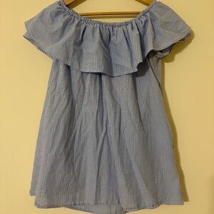 Zara Premium Denim Collection Women Small Size 5 Blue and White Off the Shoulder